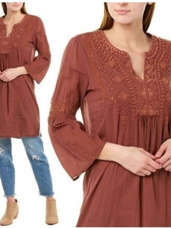Johnny Was Tops - Johnny Was Workshop Tunic Top Cotton Embroidered XS